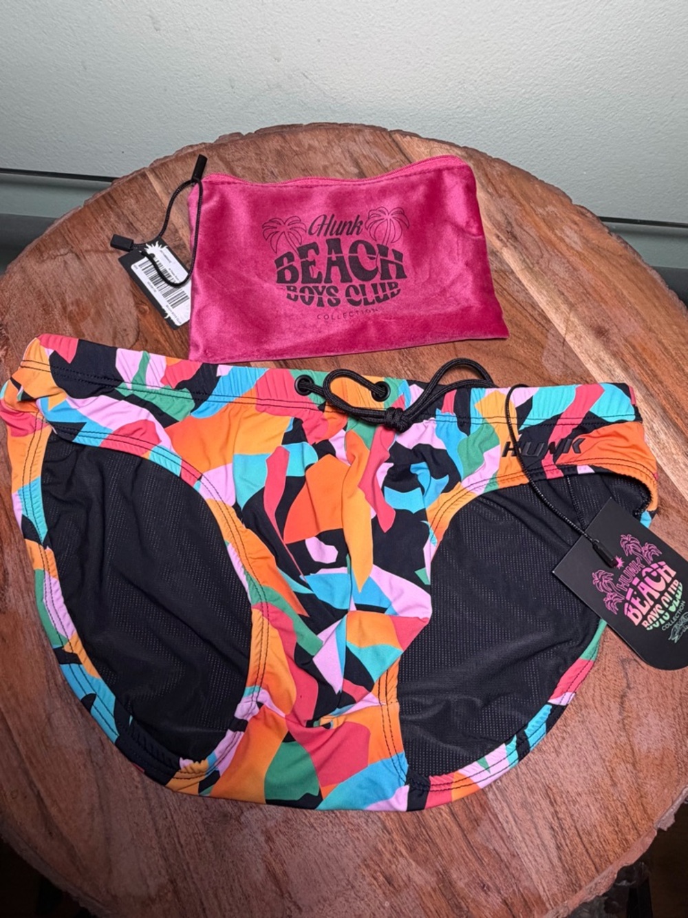 Hunk Beach Boys Club Men's Multicolor Swim Brief Rash Guard MEDIUM